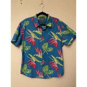 Bonobos Men's Hawaiian Floral Blue Green Red Yellow Cotton Button-Up Shirt XL